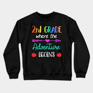 Womens 1st Day of School - 2nd Grade Adventure Begins Teachers Kids Crewneck Sweatshirt